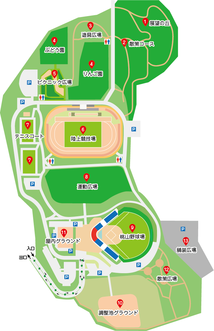 桃山運動公園園内マップ